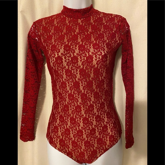 Red Lace XiaoXiaodesigns Bodysuit/Leo - Picture 2 of 12